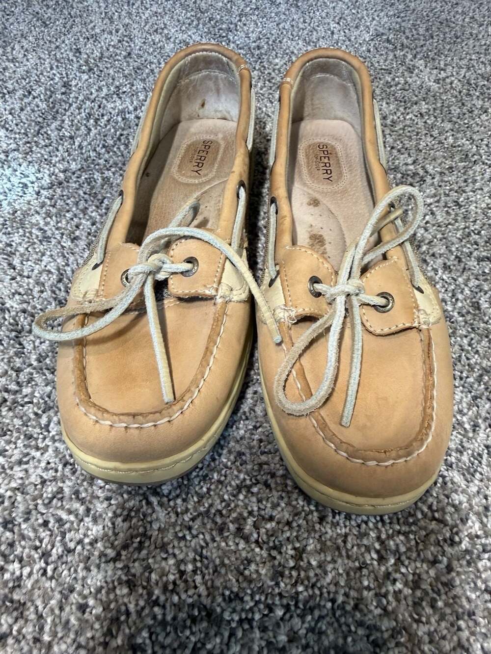 Sperry Women's Angelfish Oat Tan Leather and Mesh Boat Shoes